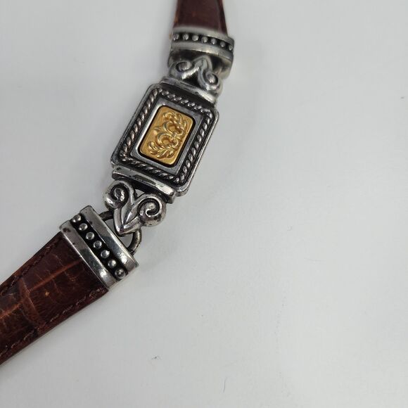 Brighton Vintage Leather Belt 20707 Gold Silver Cameo Accents Size Small USA main image 6